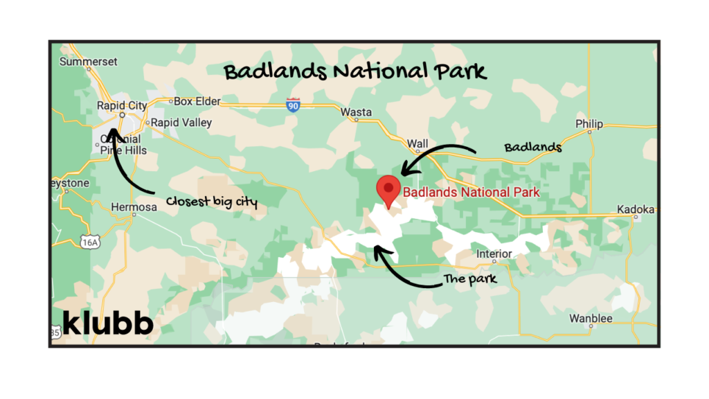 map of badlands national park