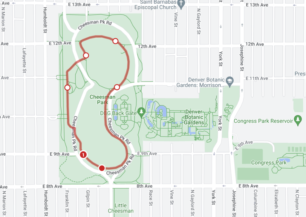 running trail in cheesman park denver