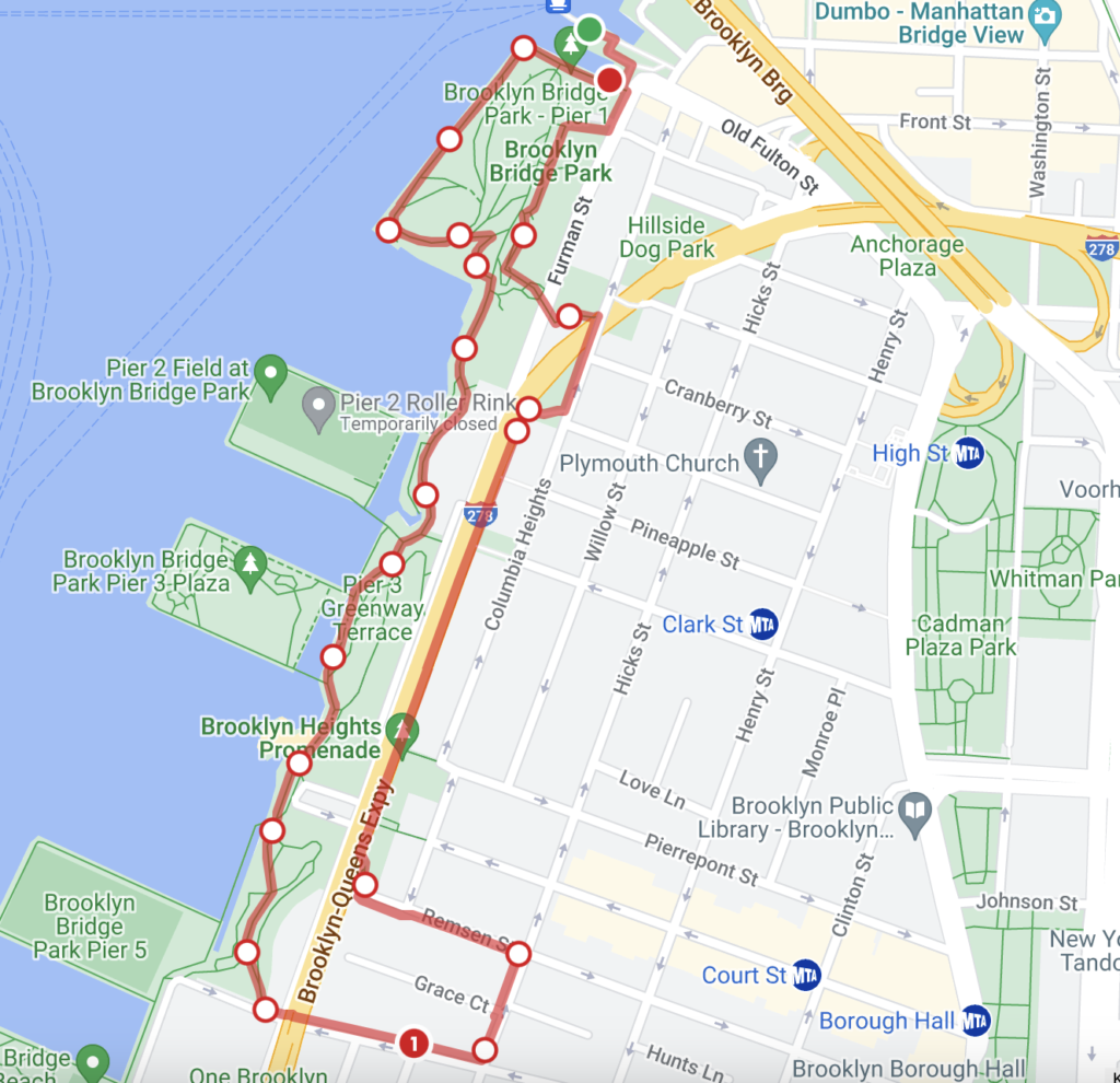 Brooklyn Heights Promenade Running Route